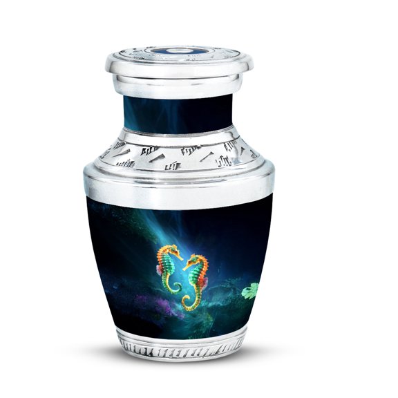 Sea Horse Urns for Human Ashes Adult Female, Cremation Urn for Man - Memorial Decorative Urn for Dad - Ashes Urns Keepsake - 3inch, Small/Mini Size - Single 1Pcs