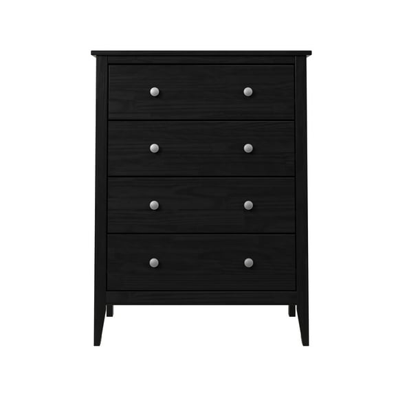 Jela Solid Wood 4 Drawer Dresser - Black