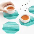 thumbnail image 4 of Leather Coasters with Heat-resistant for Drinks, Teal Turquoise -标题2 Octagon, 4 of 5