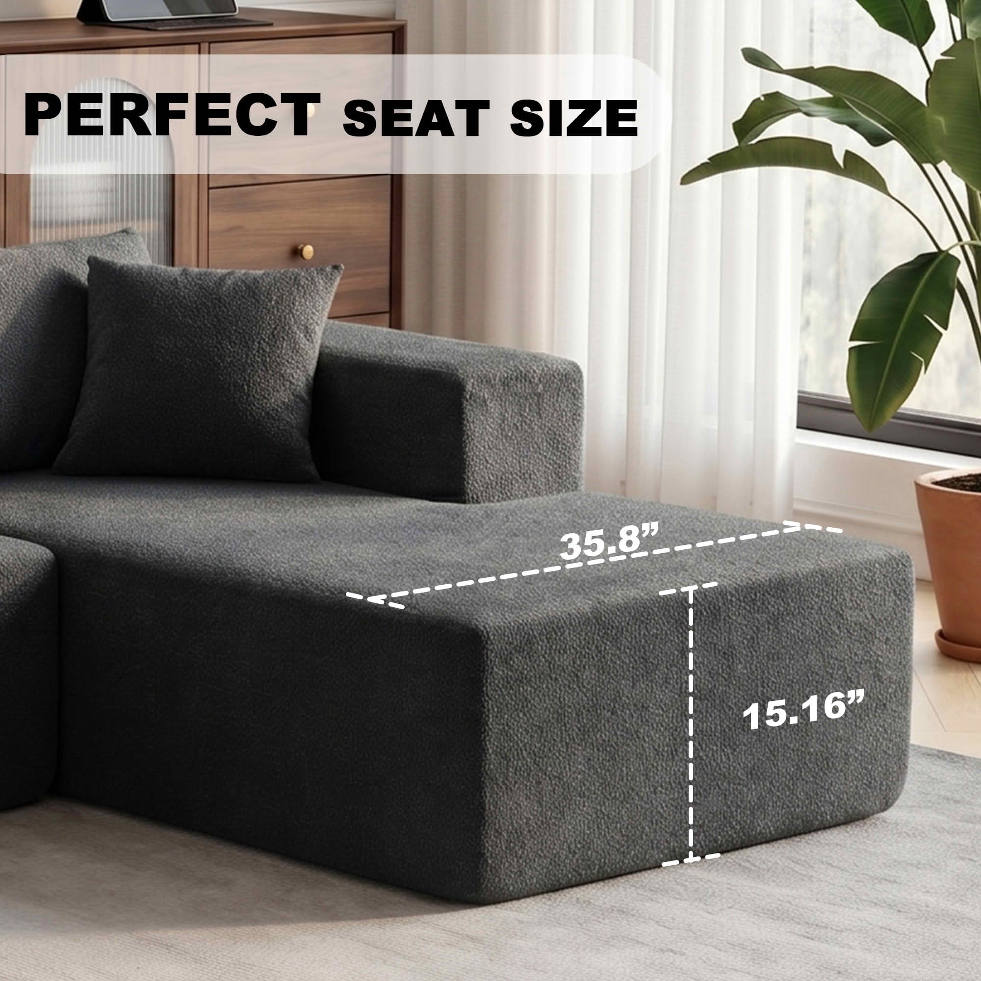 MAYEERTY 104" Cloud Sectional Couch with L-Shape Chaise, Modern Modular Sofa with Deep Seat, Upholstered Couches with Back Cushion for Living Room Bedroom, No Assembly Required