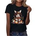 thumbnail image 1 of Mujeres de Manga Corta Tops Casual Nuevo Cuello Redondo Pascua, Ligera Camiseta de Poliéster Spandex, 1 of 4