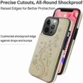 thumbnail image 5 of Dteck for iPhone 13 Pro Wallet Case with Card Holder, Butterfly Flower Embossed Faux Leather Kickstand Card Slots Case, Handmade Shockproof Protective Slim Soft Flip Phone Case 2021 6.1", Gold, 5 of 6