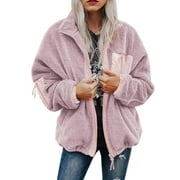 Blencot Womens Full Zipper Sherpa Jackets Teddy Coats Outerwear with Pockets Female