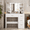 White3-4drawers, variant on Makeup Vanity Set with Mirror & Lights, Vanity Desk with 4 Drawers, Vanity Table with Power Outlet, 3 Color Modes & Adjustable Brightness