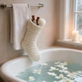 thumbnail image 4 of Farmhouse Knitted Christmas Stocking 18 Inch, Rustic Cable Knit Personalized Stocking, Boho Style Fireplace Hanging Decor for Xmas Family Holiday-1pcs,White, 4 of 7