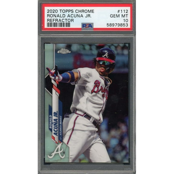 Ronald Acuna Jr 2020 Topps Chrome Refractor Baseball Card #112 Graded PSA 10