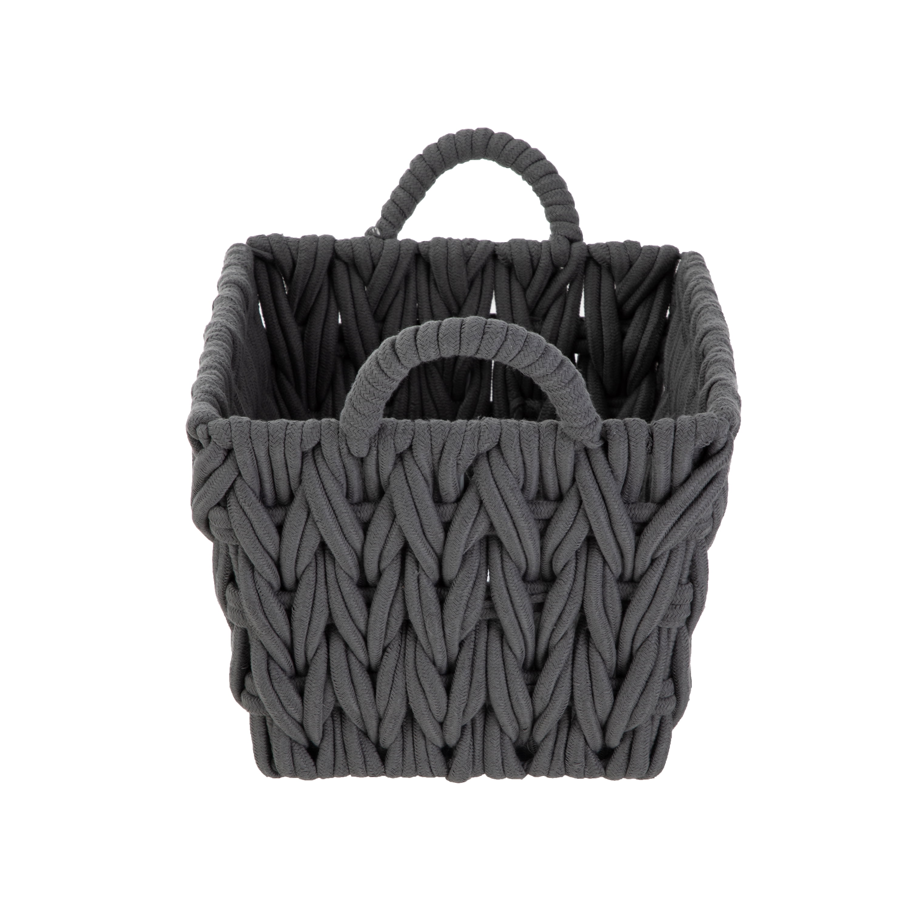 Better Homes & Gardens Medium Grey Woven Rope Decorative Storage Basket, 2 Pack