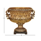 Deco 79 Gold Polystone Decorative Bowl With Handles - 19x10x12 Inches, Ornate Traditional Design