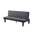 thumbnail image 5 of BSHTI 63.2" Futon Sofa Bed – 3-Position Adjustable Backrest, Faux Suede Upholstery with Piping Edge, Solid Wood Frame, Space-Saving for Home Office Guest Room,Grey, 5 of 12