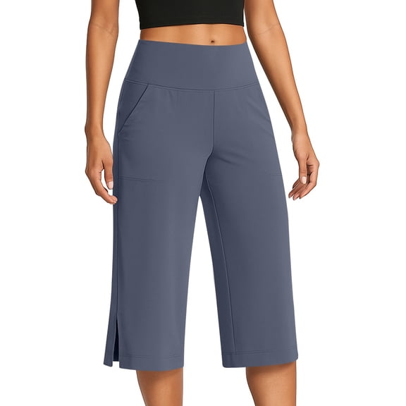 Nestiefly Capri Pants for Women High Waisted Straight Leg Stretch Lightweight Trousers Casual Work Golf Capris with Pockets 2026 Blue S