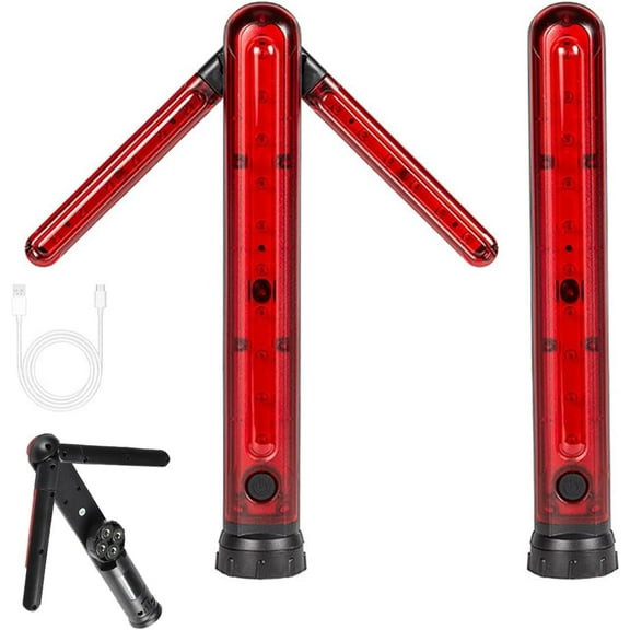 Portable Arrow Safety Light 3-Pack, Hand-Held Red Arrow LED Traffic Safety Baton, Expandable Signal Emergency Road Flares with Detachable Magnetic Base, Car Kit for Road Warning(1 PC)