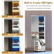 360° Swivel Jewelry Armoire, 63 Full Length Mirror with Jewelry Storage, LED 3 Color Dimmable Jewelry Organizer Armoire, Standing Jewelry Cabinet, Gift for Ladies