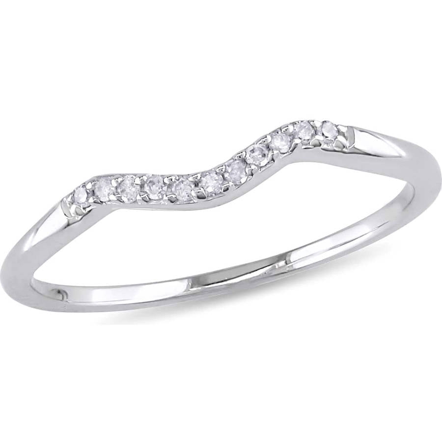 Miabella Diamond Accent 10kt White Gold Curved Wedding Band
