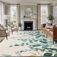 thumbnail image 2 of Area Rug 60×96in, Rustic Watercolor Leaves on Linen Floor Carpet Living Room Rug, Farm Botanical Leaf Non-Slip Welcome Mat Indoor Rugs for Bedroom Dining Room, 2 of 9