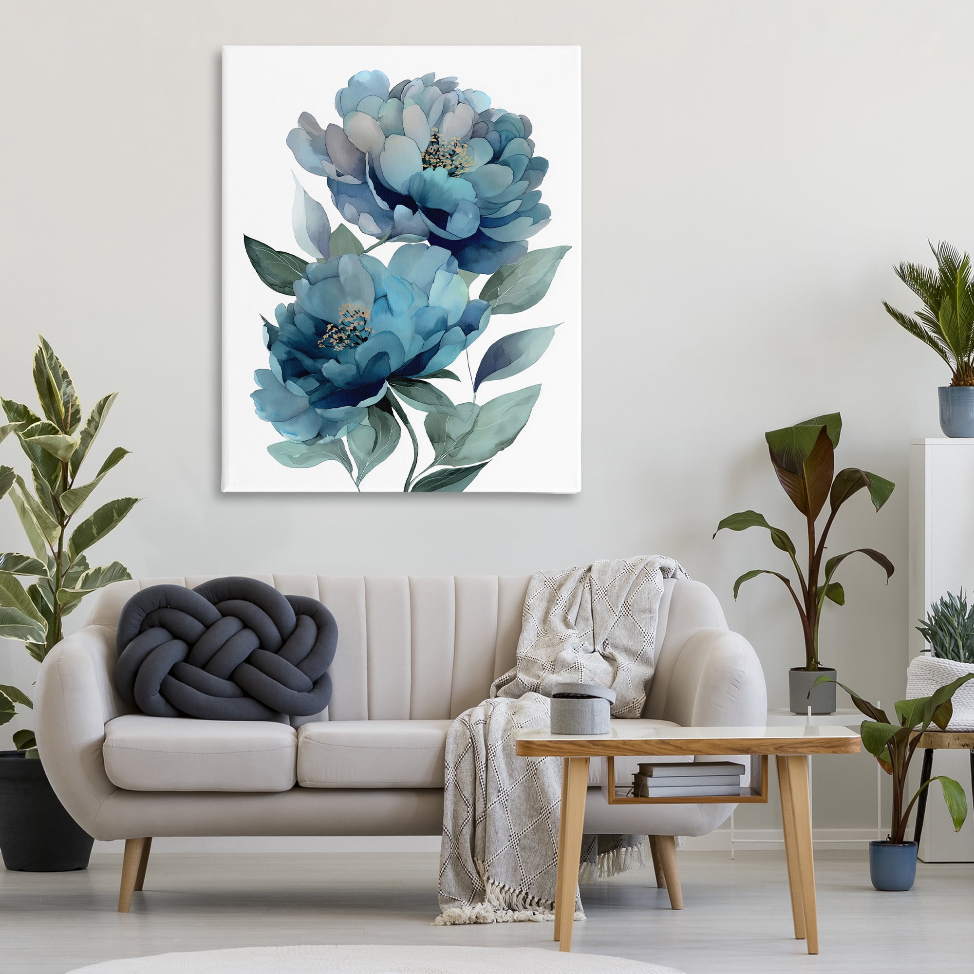 Stupell Industries Two Blue Flowers Serene Peonies Canvas Wall Art, design by Franklyn Gregory