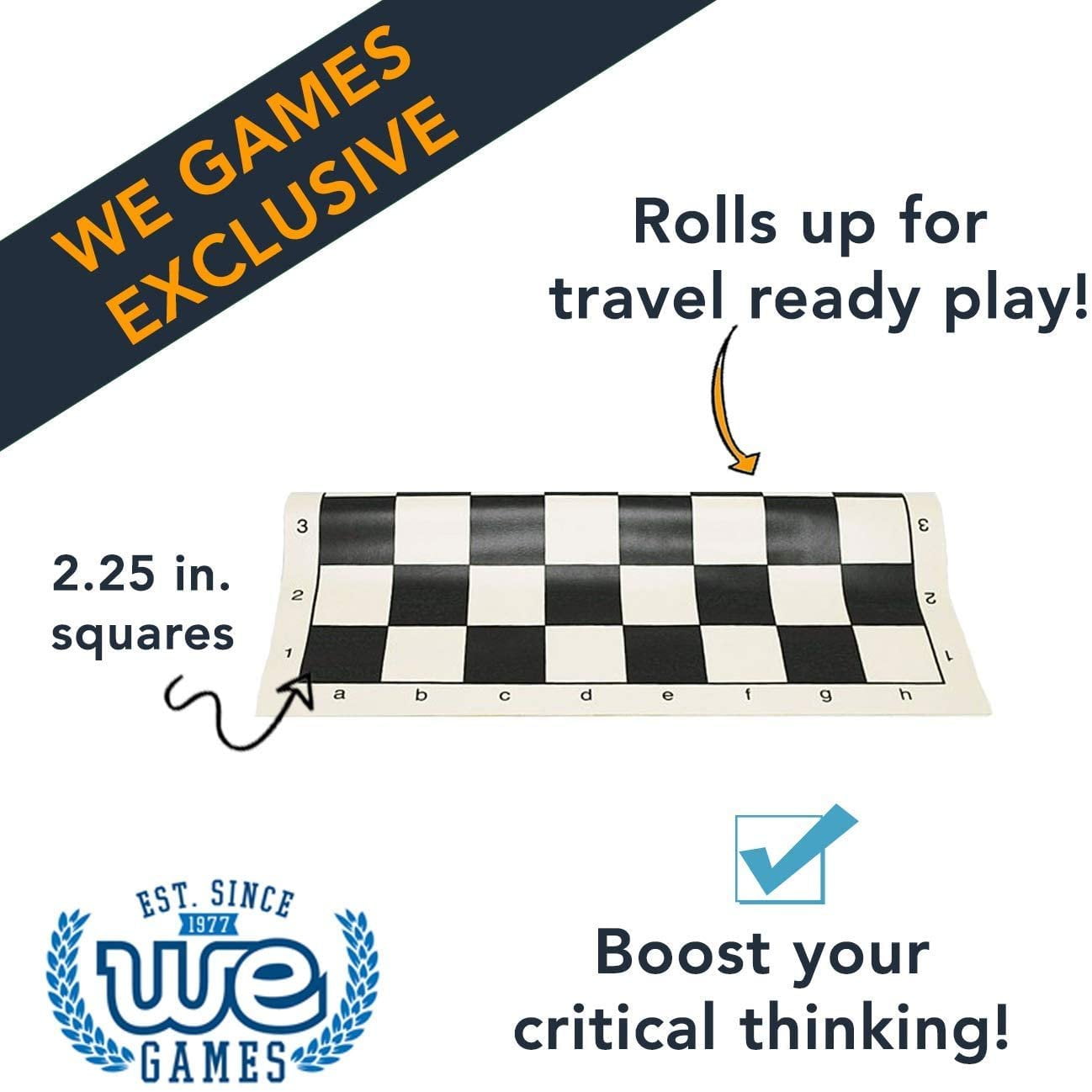 WE Games Complete Tournament Chess Set - Plastic Pieces - Roll-up Board - Canvas Bag
