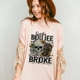 thumbnail image 5 of Kinda Boujee Kinda Broke Graphic T-Shirt - Funny Skull and Tumbler Tee for Women, Trendy Casual Apparel, Sunflower Leopard Print Design, Humorous Gift, 5 of 7
