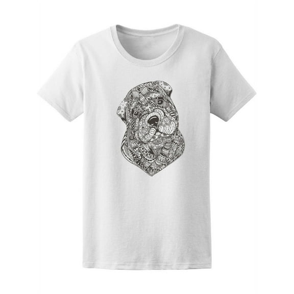 Dog Ethnic Floral Zen Doodle T-Shirt Women -Image by Shutterstock, Female XX-Large