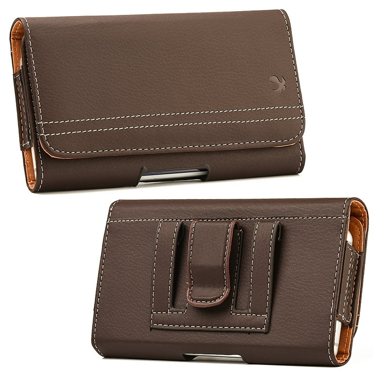 Luxmo 36 Special Fabric Galaxy Note I717 57 Universal Vertical Pouch with Dual Credit Card Slots Light Brown Denim Fabric