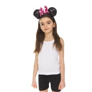 Minnie Mouse Ears Headband, Pink and White Polka Dot Bow