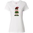 thumbnail image 3 of Inktastic Merry Christmas Elf in Red and Green Plaid Women's T-Shirt, 3 of 5