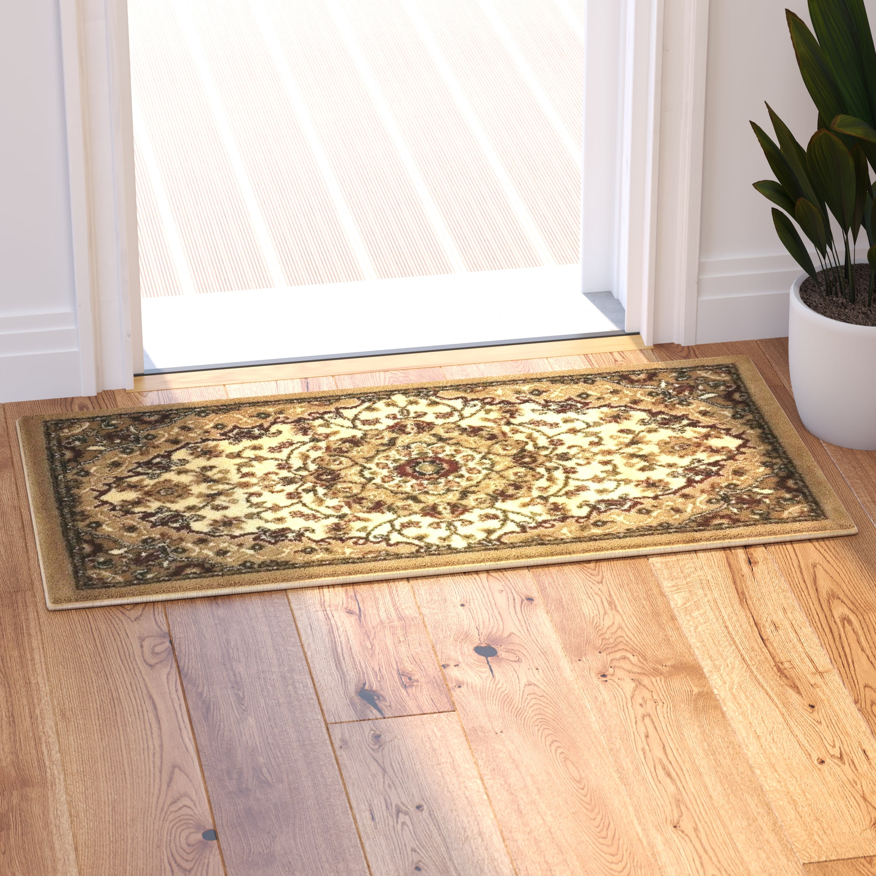 BizChair Traditional Oriental Door Mat Design Bellagio 401 Ivory (24