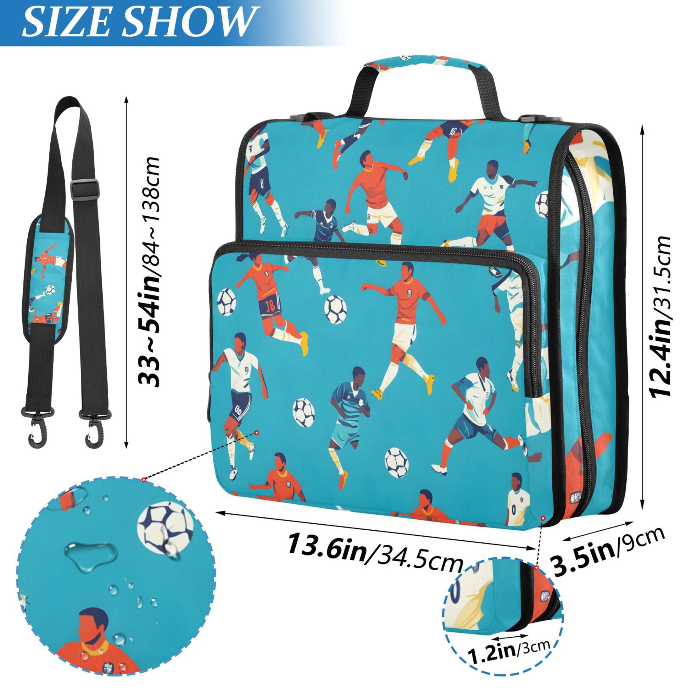 ALAZA Zipper Binder Play Soccer Football 3 Ring Trapper Keeper File Folder Organizer Bag