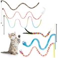 thumbnail image 1 of 6 Pieces Cat Wand Interactive Cat Wand Toys with Feather and Bell Safe Cat Catcher Teaser Stick Toy Colorful and Sounding Rainbow Leopard Wand Toys for Kittens Training Pets Exerciser, 1 of 7