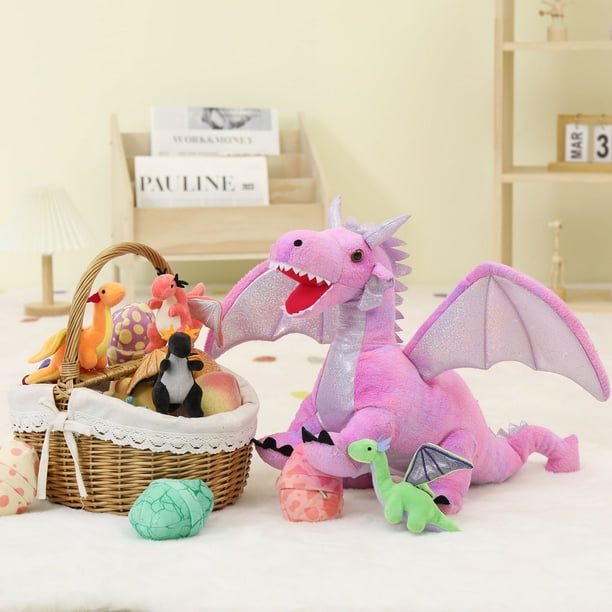 Tezituor 7Pcs Dragon Stuffed Animal 21.6 Giant Dragon Plush with 4 Babies and 2 Eggs Plush Toy Walmart Business Supplies