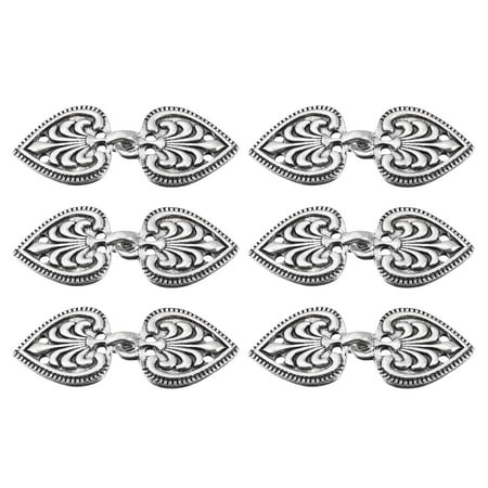 Cloak Clasp, 6 Pairs Sew on Hooks and Eyes Vintage Cape Clasps Fasteners  Buttons(Silver) 