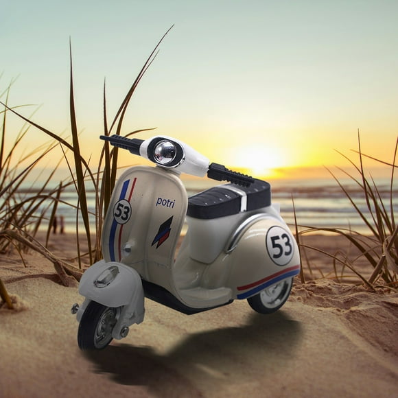 Educational Pull Back Motorcycle Toy Alloy Plastic Wheels Retro Scooter Model Friction Power Self Propelled Crash Resistance Desk Decoration Collectible for Kids