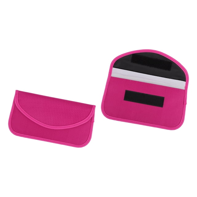 Unique Bargains 2 Pcs, Faraday Pouch, RFID Signal Blocking Bags Oxford Cloth Rose Red