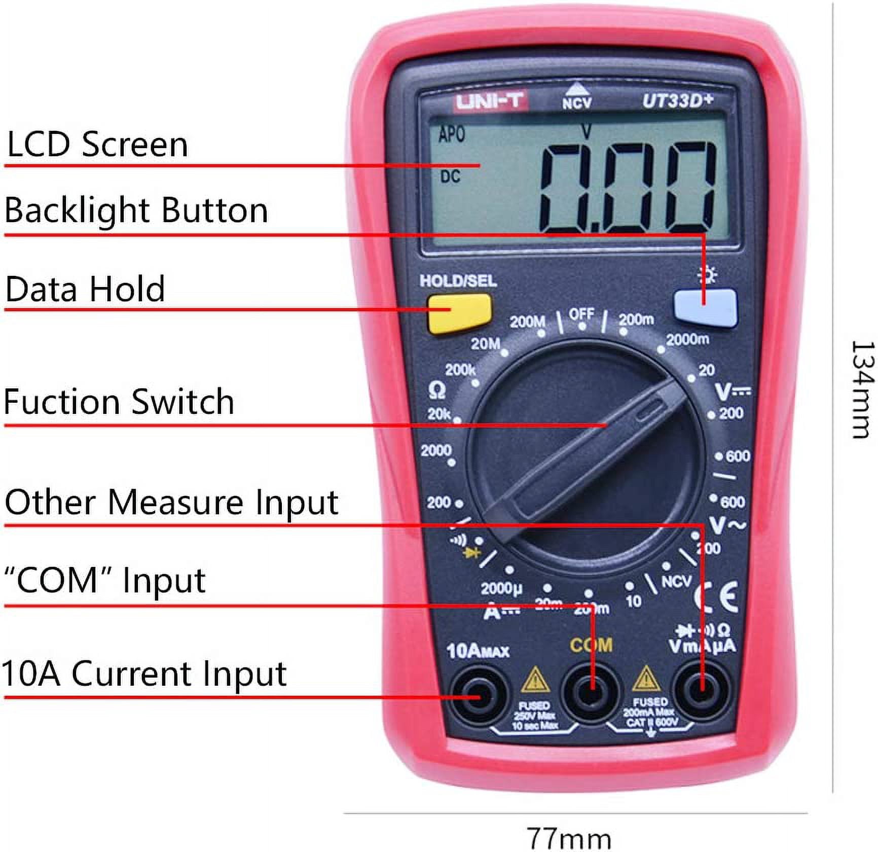 Treedix Multimeter Tester Auto-Ranging Digital Multimeter with AC/DC Voltage/Resistance/Continuity/NCV Measurement