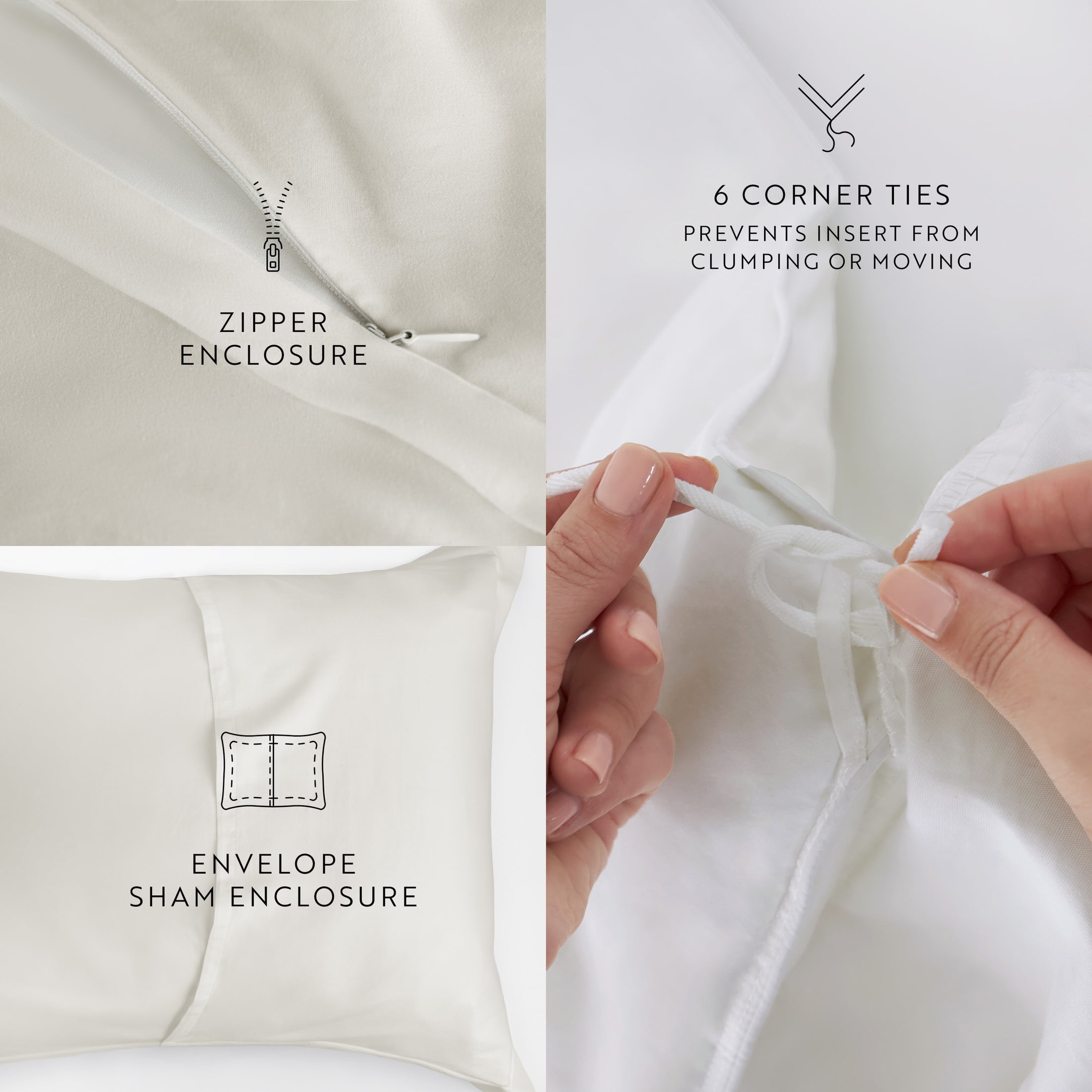 Ivory Vintage Washed 3 Piece Cotton Duvet Cover Set, Full/Queen, by Noble Linens