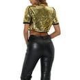 thumbnail image 3 of Cárdigan corto de fiesta con mangas cortas de lentejuelas para mujer Inspire Chic S dorado, 3 of 6