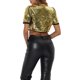 thumbnail image 3 of Cárdigan corto de fiesta con mangas cortas de lentejuelas para mujer Inspire Chic XS dorado, 3 of 6