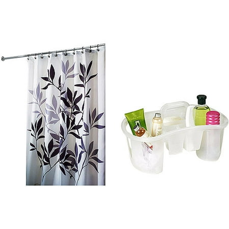 Bath Shower Curtain and Storage Caddy Value Bundle