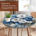 thumbnail image 3 of Blue Spring Floral Round Tablecloth 55-60 Inch Round Fitted Table Cloth with Elastic Edge, Vintage Flowers Pastoral Modern Art Waterproof Table Cover Protector for Outdoor Picnic Party Dining, 3 of 6