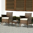 thumbnail image 6 of ZUNMOS PE Wicker Patio Furniture Set, 3 Piece Outdoor Rattan Chair Sofa Couch Conversation Sets, Soft Cushion and Glass Table, Perfect for Backyard Garden Porch Poolside, Brown & Beige, 6 of 9