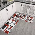 thumbnail image 3 of 2 Piece Red Black Geometric Rug Kitchen Rug Set, Decor Kitchen Rugs, Absorbent Non-Slip Washable Floor Mats, Home Indoor Runner Rugs 17"x47"+17"x30", 3 of 7
