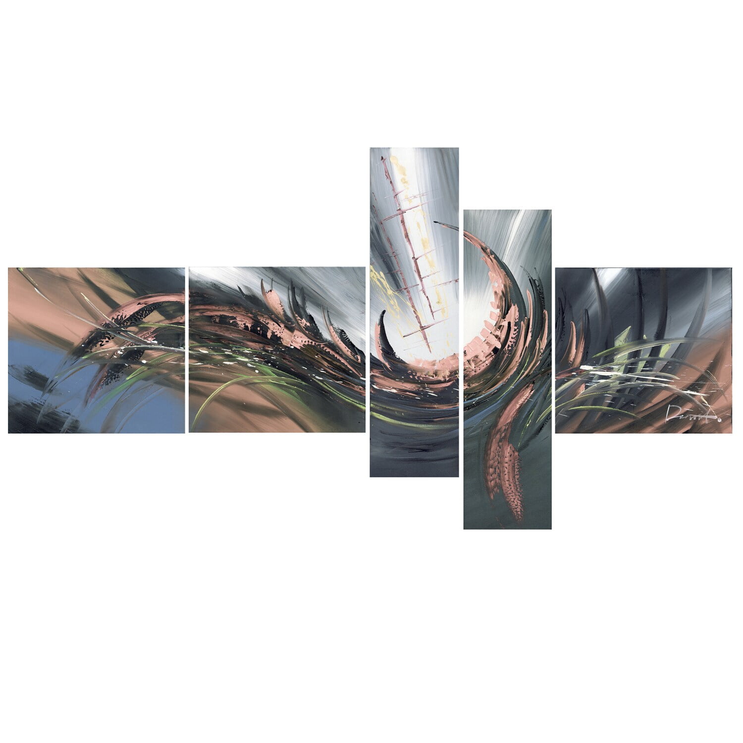 Design Art Orange Modern World 5 Piece Graphic Art on Wrapped Canvas Set