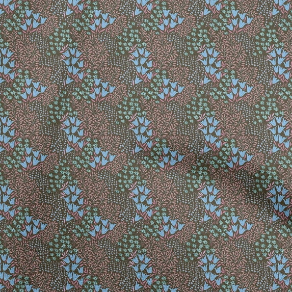 oneOone Cotton Flex Dark Olive Green Fabric Asian Floral Quilting Supplies Print Sewing Fabric By The Yard 40 Inch Wide
