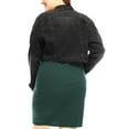 thumbnail image 3 of Agnes Orinda Women's Plus Size Jean Button Outfits Fashion Cropped Denim Jackets 4X Black, 3 of 7
