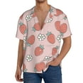 thumbnail image 3 of Honeii 's Strawberry And Flowers for men's short-sleeved button-up collared shirt featuring a pocket, perfect for beach vacations, and travel adventures., 3 of 5