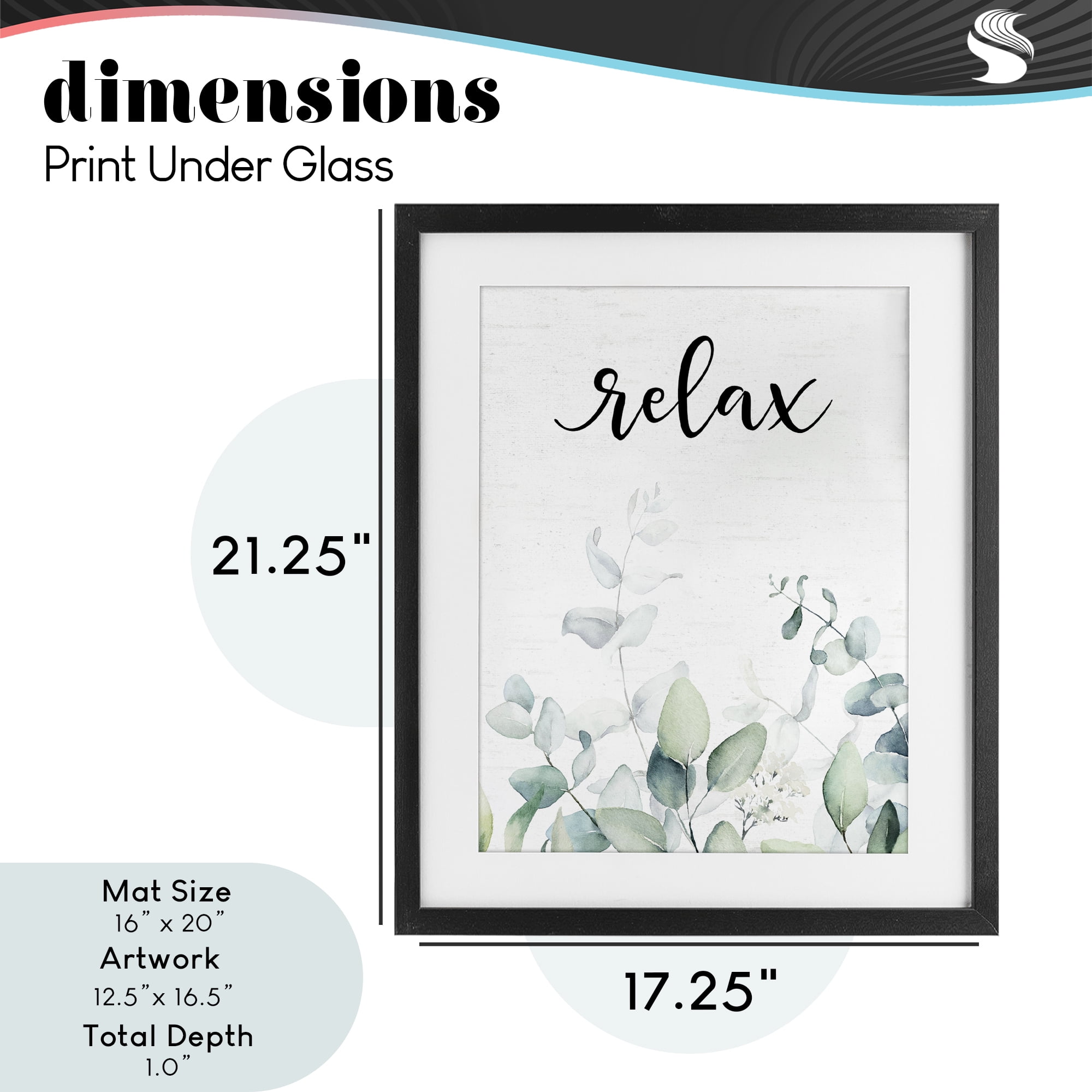 Relax Leafy Herbs Black Framed Print Under Glass, design by Lettered and Lined