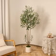 thumbnail image 4 of 6 Feet (72'') Artificial Olive Tree Fluffy Plants Indoor for Home Corner, Faux Olive Tree for Modern Home Office Living Room Floor Decor Indoor, 4 of 6