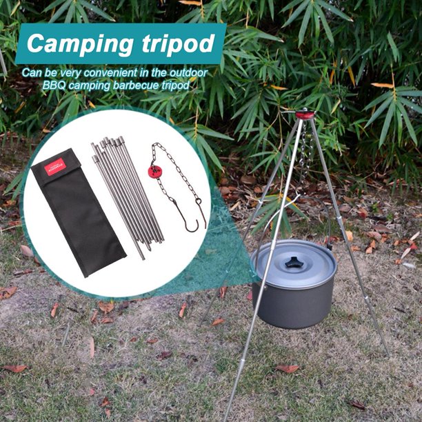 Trípode Para Acampar Trípode Para Acampar Camping Soporte de gancho para olla de Picnic, estufa de Camping al aire libre, trípode para fogata