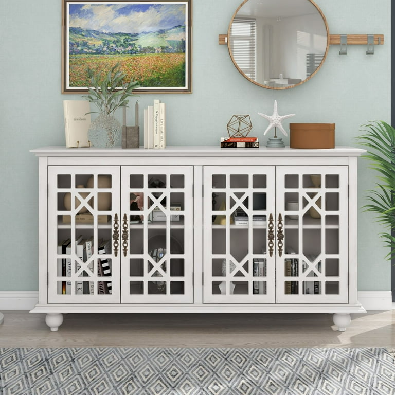 Wooden Sideboards Buffets with Adjustable Height Shelves 4
