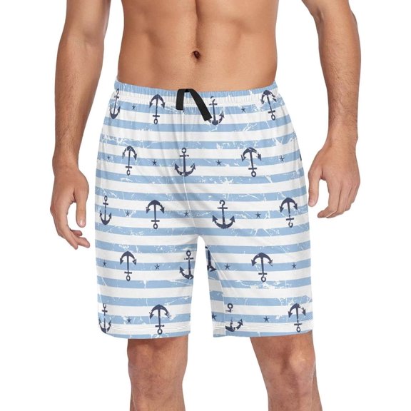 GZHJMY Anchor Pajama Pants Short for Men, Lounge Pants Lightweight Men Pajama Bottoms with Drawstring Pockets, Christmas New Year Birthday Gifts, X-Large