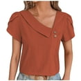 thumbnail image 2 of Tyiszil Women Top V-Neck Blouse Short Sleeve Solid Blouses & Tops Women T Shirts, 2 of 4